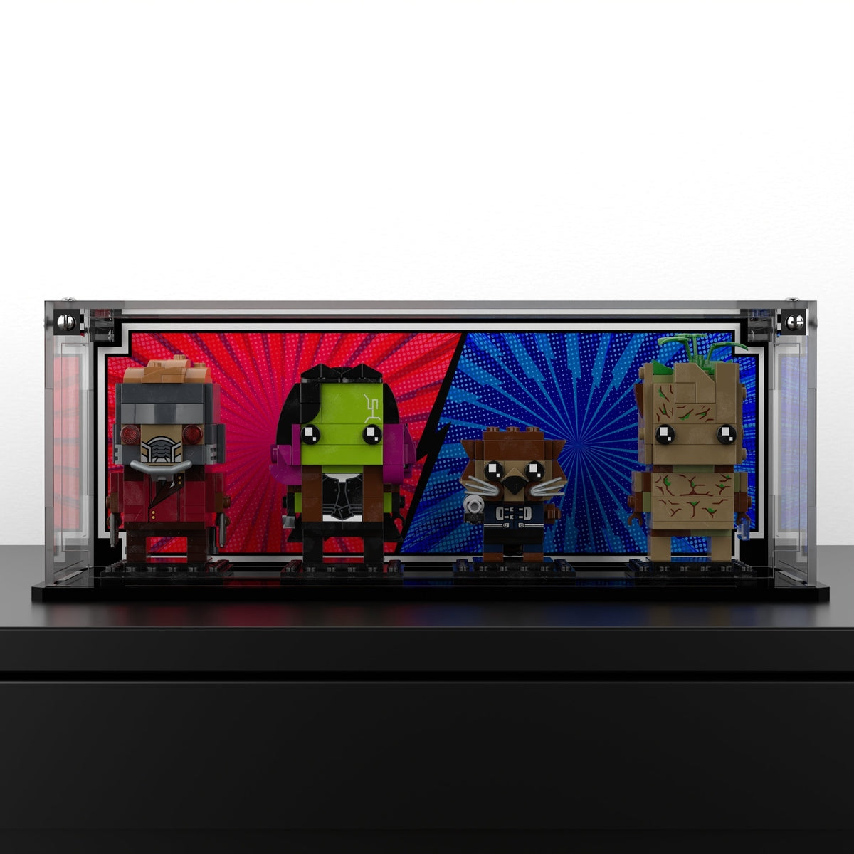 Display Case For LEGO® BrickHeadz GOTG Star Lord Gamora Groot Rocket 41626