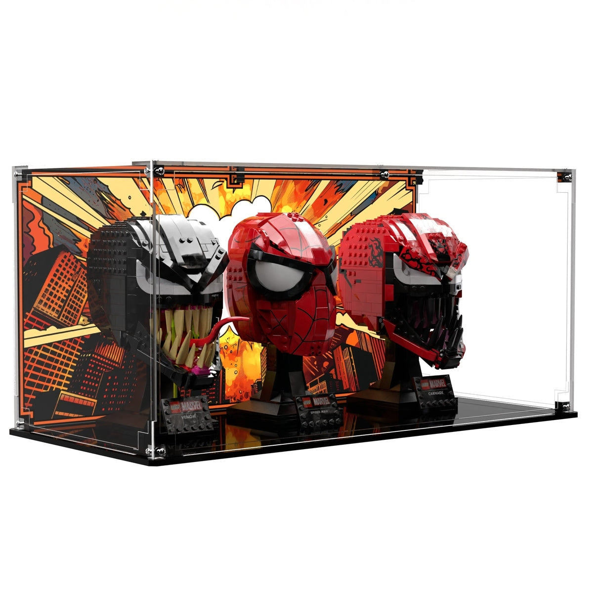 Display Case For LEGO® Marvel Spider-Man Venom & Carnage Helmets